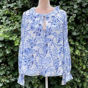 MISA LOS ANGELES Printed Cowl Neck Blouse Size M